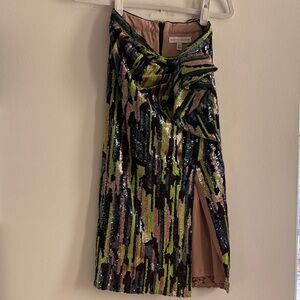 Dress the Population Black, Green & Pink Sequin Pencil Skirt